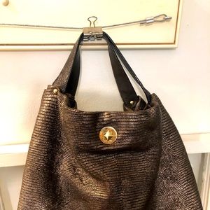 Brown and gold bag